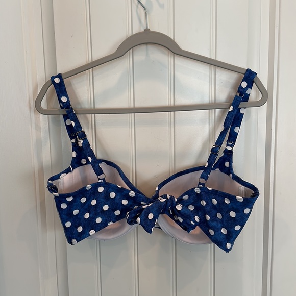 Blue and white polkadot bikini top by Coco Rave size 38DD - Picture 2 of 3